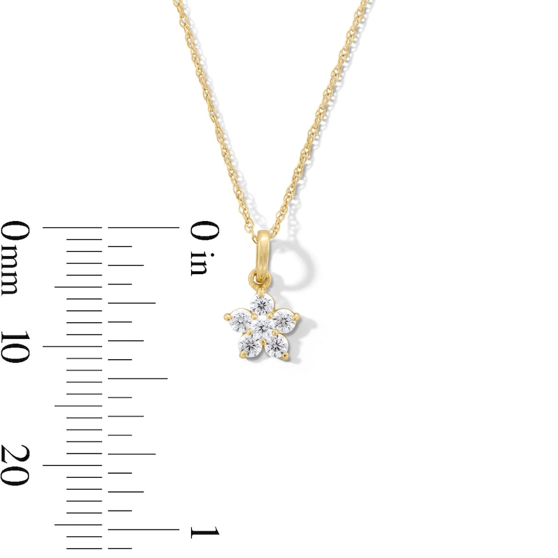 Child’s Cubic Zirconia Flower Pendant in 14K Gold - 15”