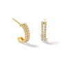 Thumbnail Image 1 of Cubic Zirconia Double Row J-Hoop Earrings in Solid 10K Gold