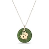 20.0mm Jade Rabbit Chinese Zodiac Disc Pendant in 14K Gold