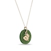 20.0mm Jade Rabbit Chinese Zodiac Disc Pendant in 14K Gold