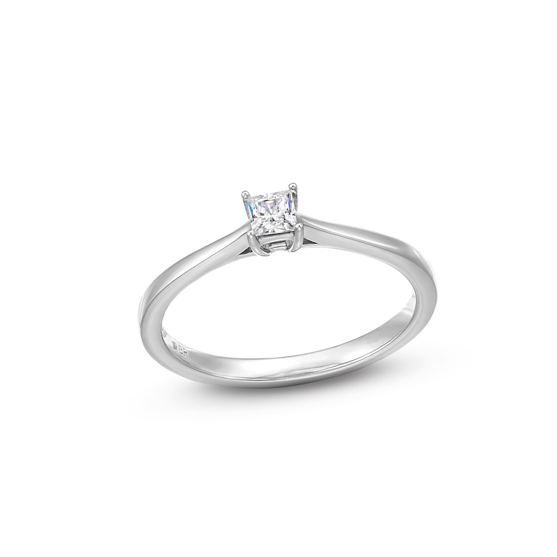 Main Image 1 of 0.20 CT. Princess-Cut Certified Lab-Created Diamond Solitaire Promise Ring in 10K White Gold (F/SI2)