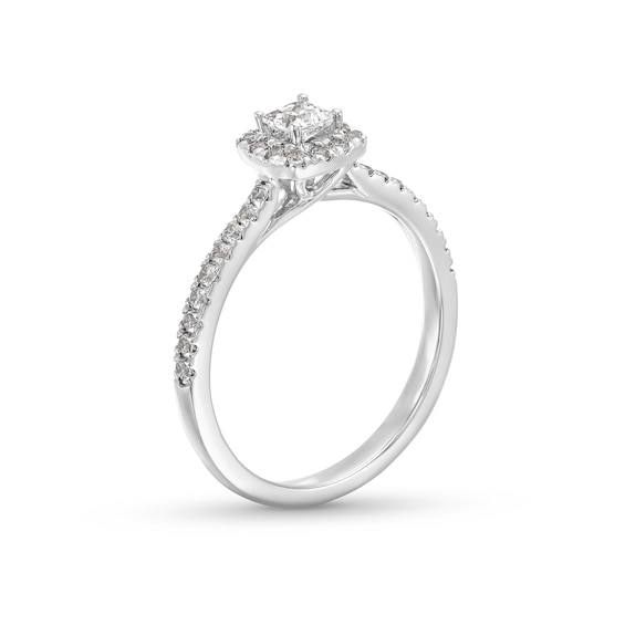 0.50 CT. T.W. Princess-Cut Certified Lab-Created Diamond Cushion Frame Promise Ring in 10K White Gold (F/SI2)