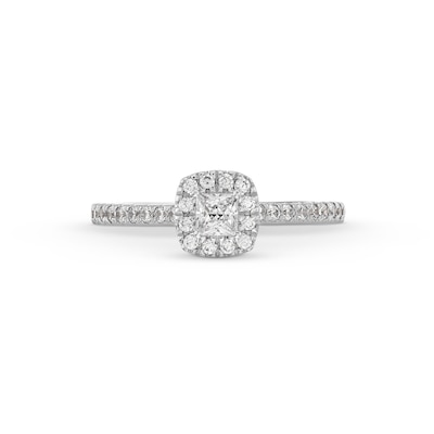 0.50 CT. T.W. Princess-Cut Certified Lab-Created Diamond Cushion Frame Promise Ring in 10K White Gold (F/SI2)