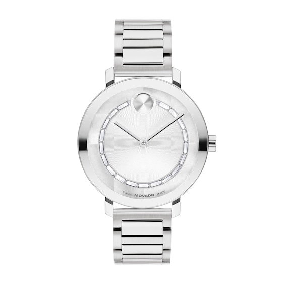 Ladies’ Movado Bold® Evolution 2.0 Crystal Accent Watch with Textured Silver-Tone Dial (Model: 3601217)