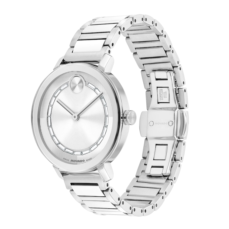 Main Image 2 of Ladies’ Movado Bold® Evolution 2.0 Crystal Accent Watch with Textured Silver-Tone Dial (Model: 3601217)