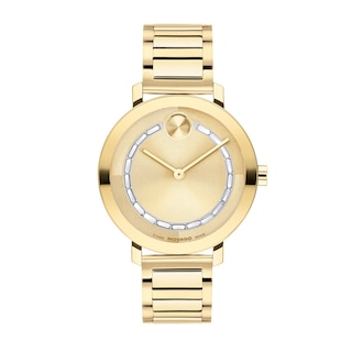 Ladies’ Movado Bold® Evolution 2.0 Crystal Accent Gold-Tone IP Watch with Gold-Tone Dial (Model: 3601218)