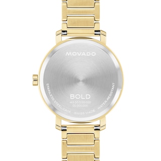 Ladies’ Movado Bold® Evolution 2.0 Crystal Accent Gold-Tone IP Watch with Gold-Tone Dial (Model: 3601218)