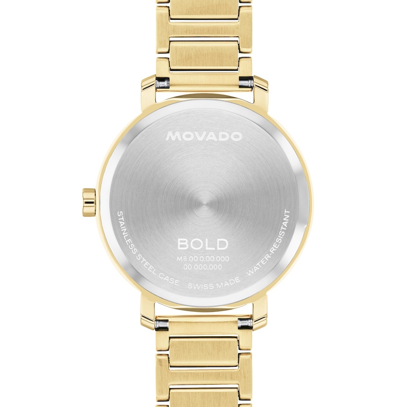 Main Image 3 of Ladies’ Movado Bold® Evolution 2.0 Crystal Accent Gold-Tone IP Watch with Gold-Tone Dial (Model: 3601218)