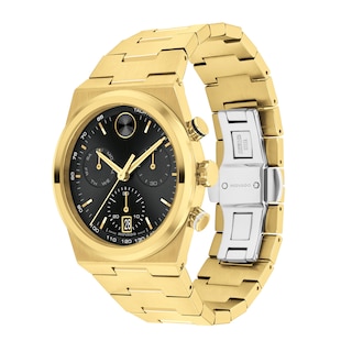 Men’s Movado Bold® Quest Gold-Tone IP Chronograph Watch with Black Dial (Model: 3601198)