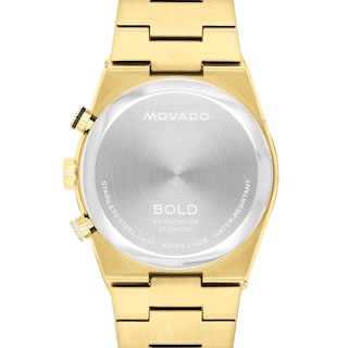 Men’s Movado Bold® Quest Gold-Tone IP Chronograph Watch with Black Dial (Model: 3601198)