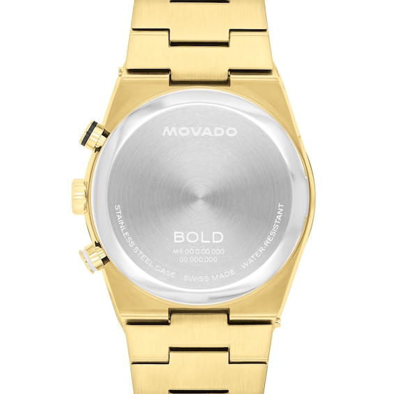 Men’s Movado Bold® Quest Gold-Tone IP Chronograph Watch with Black Dial (Model: 3601198)