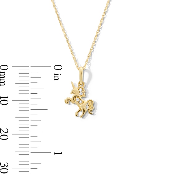 Child’s Cubic Zirconia Unicorn Pendant in 10K Gold - 15”