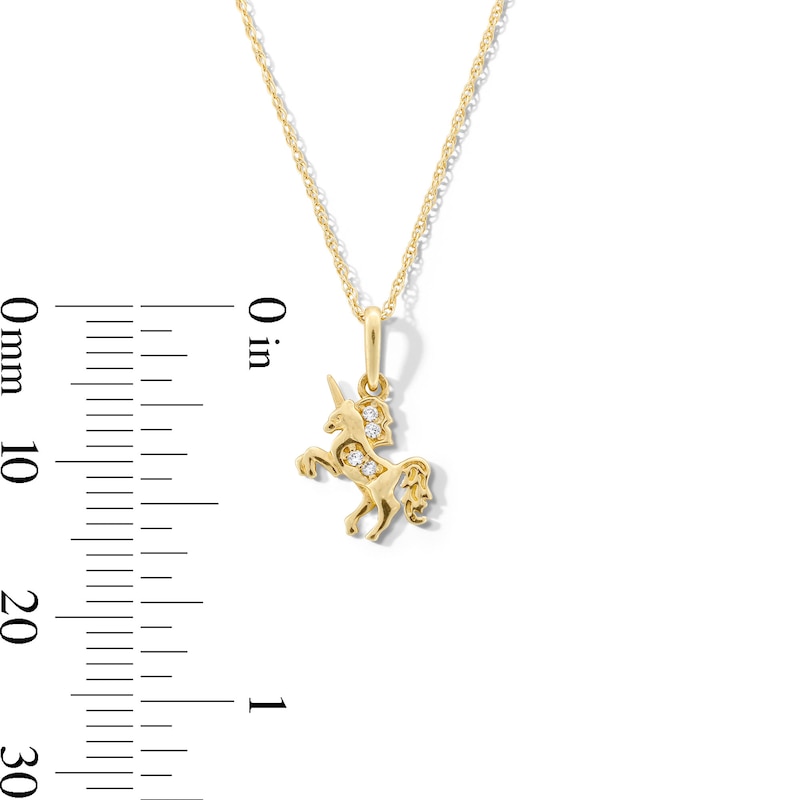 Main Image 2 of Child’s Cubic Zirconia Unicorn Pendant in 10K Gold - 15”