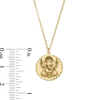 Diamond-Cut Ganesha Medallion Pendant in Solid 18K Gold