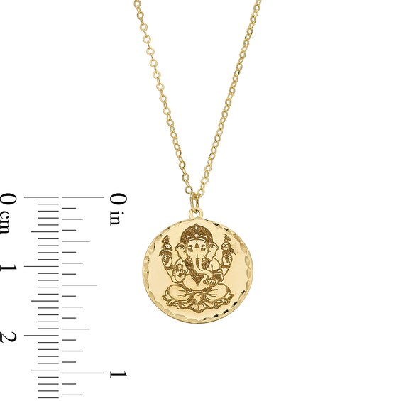 Diamond-Cut Ganesha Medallion Pendant in Solid 18K Gold