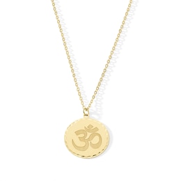 Diamond-Cut Om Symbol Medallion Pendant in Solid 18K Gold