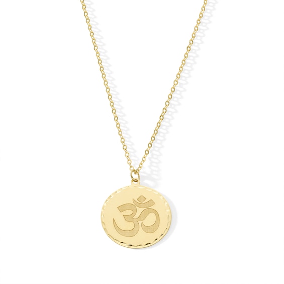 Diamond-Cut Om Symbol Medallion Pendant in Solid 18K Gold