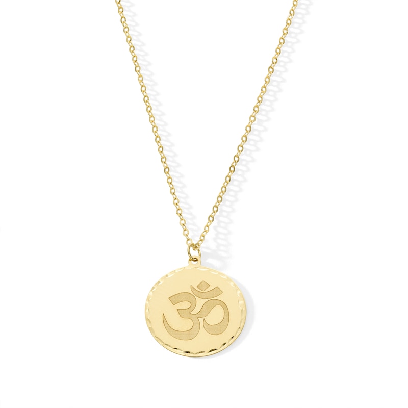 Main Image 1 of Diamond-Cut Om Symbol Medallion Pendant in Solid 18K Gold