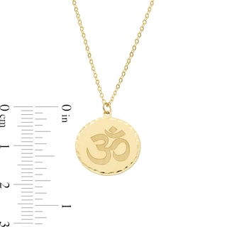 Diamond-Cut Om Symbol Medallion Pendant in Solid 18K Gold