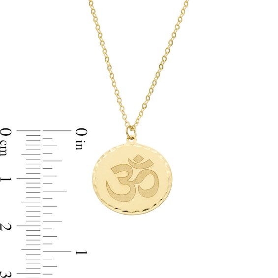 Diamond-Cut Om Symbol Medallion Pendant in Solid 18K Gold