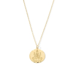 Diamond-Cut Lakshmi Medallion Pendant in Solid 18K Gold