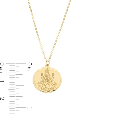 Diamond-Cut Lakshmi Medallion Pendant in Solid 18K Gold