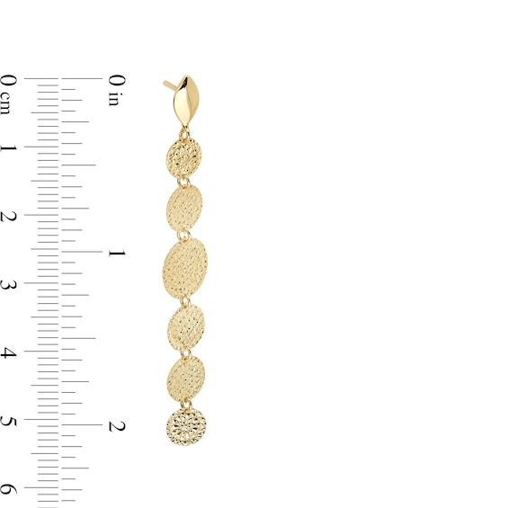 Diamond-Cut Disc Linear Dangle Drop Earrings in Solid 18K Gold