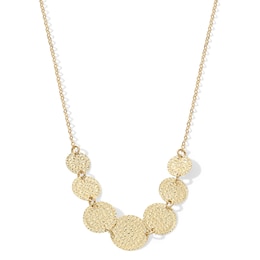 Graduated Diamond-Cut Disc Necklace in Solid 18K Gold