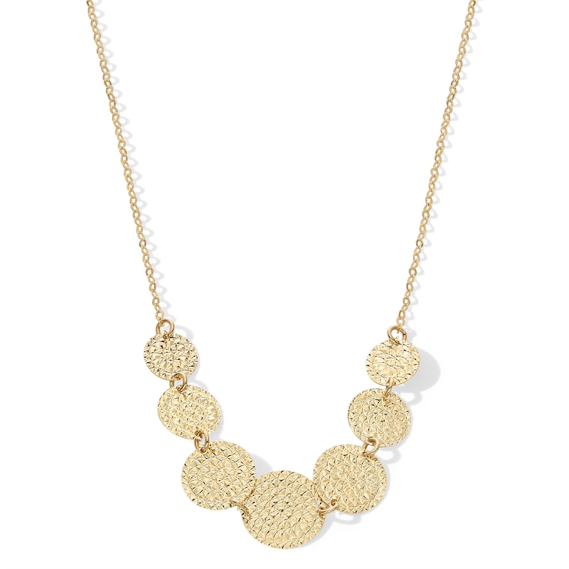 Main Image 1 of Graduated Diamond-Cut Disc Necklace in Solid 18K Gold