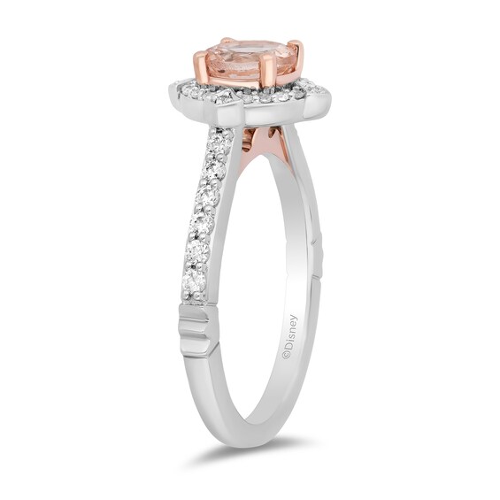 Enchanted Disney Aurora 6.0mm Morganite and 0.29 CT. T.W. Diamond Frame Engagement Ring in 14K Two-Tone Gold