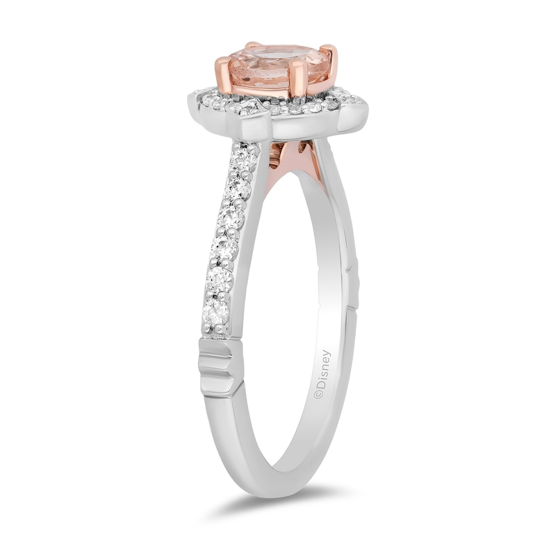 Main Image 2 of Enchanted Disney Aurora 6.0mm Morganite and 0.29 CT. T.W. Diamond Frame Engagement Ring in 14K Two-Tone Gold