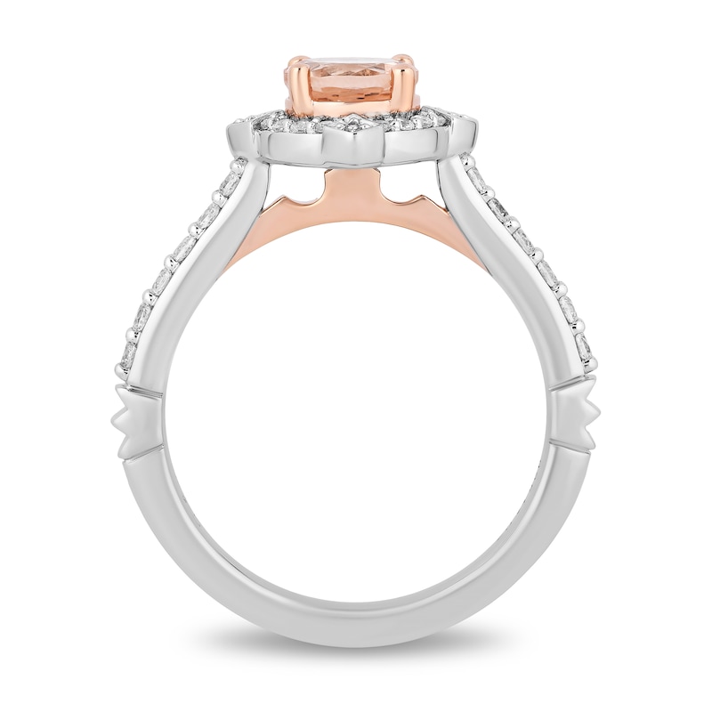 Main Image 3 of Enchanted Disney Aurora 6.0mm Morganite and 0.29 CT. T.W. Diamond Frame Engagement Ring in 14K Two-Tone Gold