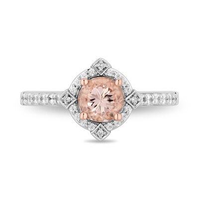 Enchanted Disney Aurora 6.0mm Morganite and 0.29 CT. T.W. Diamond Frame Engagement Ring in 14K Two-Tone Gold