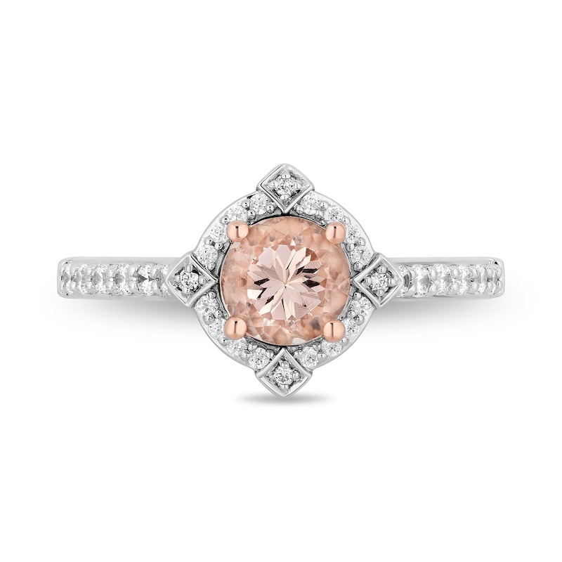 Main Image 4 of Enchanted Disney Aurora 6.0mm Morganite and 0.29 CT. T.W. Diamond Frame Engagement Ring in 14K Two-Tone Gold