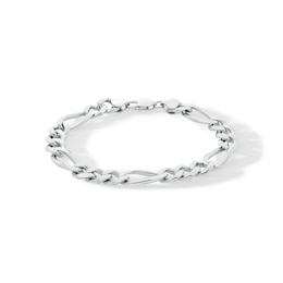 8.9mm Diamond-Cut Figaro Chain Bracelet in Solid Sterling Silver - 9.0&quot;