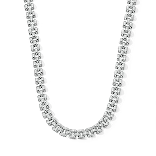 10.0mm Panther Triple Row Link Chain Necklace in Hollow Sterling Silver - 18"