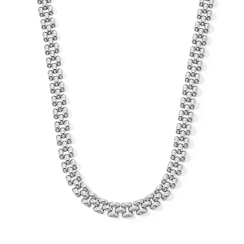 Main Image 1 of 10.0mm Panther Triple Row Link Chain Necklace in Hollow Sterling Silver - 18&quot;