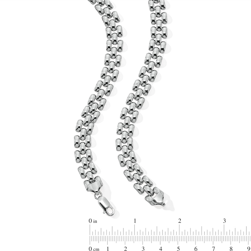 Main Image 3 of 10.0mm Panther Triple Row Link Chain Necklace in Hollow Sterling Silver - 18&quot;