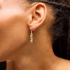 Green Enamel Alternating Bead Drop Earrings in Hollow 18K Gold