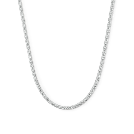 3.5mm Diamond-Cut Herringbone Chain Necklace in Solid Sterling Silver - 16"