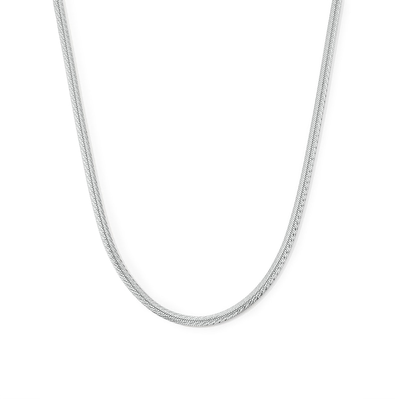 3.5mm Diamond-Cut Herringbone Chain Necklace in Solid Sterling Silver - 16"