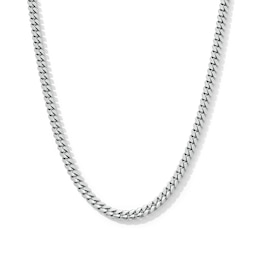 4.0mm Diamond-Cut Oval Curb Chain Necklace in Solid Sterling Silver - 18&quot;