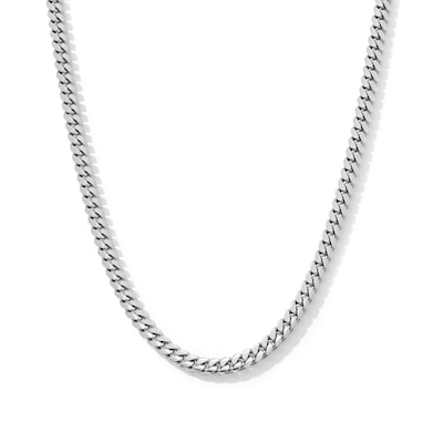 4.0mm Diamond-Cut Oval Curb Chain Necklace in Solid Sterling Silver - 18"