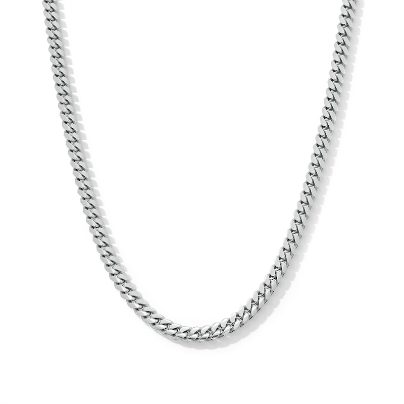 Main Image 1 of 4.0mm Diamond-Cut Oval Curb Chain Necklace in Solid Sterling Silver - 18&quot;