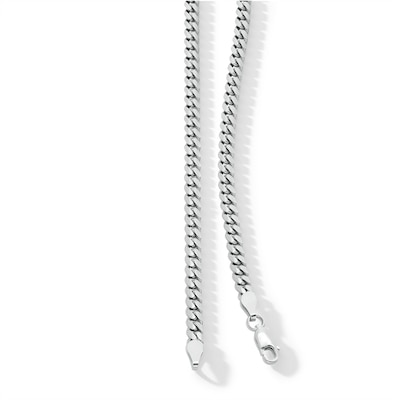 4.0mm Diamond-Cut Oval Curb Chain Necklace in Solid Sterling Silver - 18"