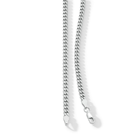 4.0mm Diamond-Cut Oval Curb Chain Necklace in Solid Sterling Silver - 18"