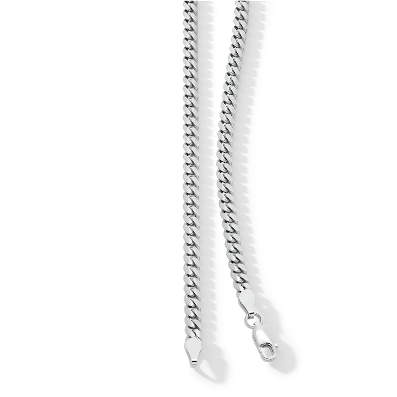 Main Image 3 of 4.0mm Diamond-Cut Oval Curb Chain Necklace in Solid Sterling Silver - 18&quot;