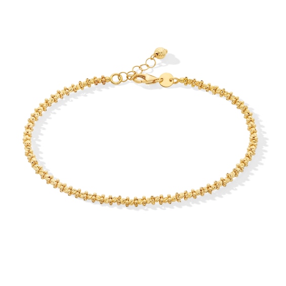 Diamond-Cut Bead Chain Bracelet in Hollow 18K Gold - 7.5”