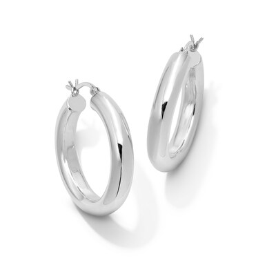 30.0mm Tube Hoop Earrings in Hollow Sterling Silver