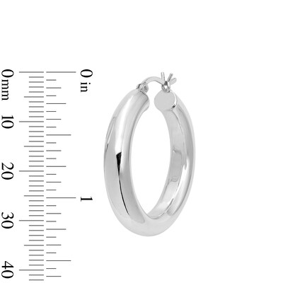 30.0mm Tube Hoop Earrings in Hollow Sterling Silver